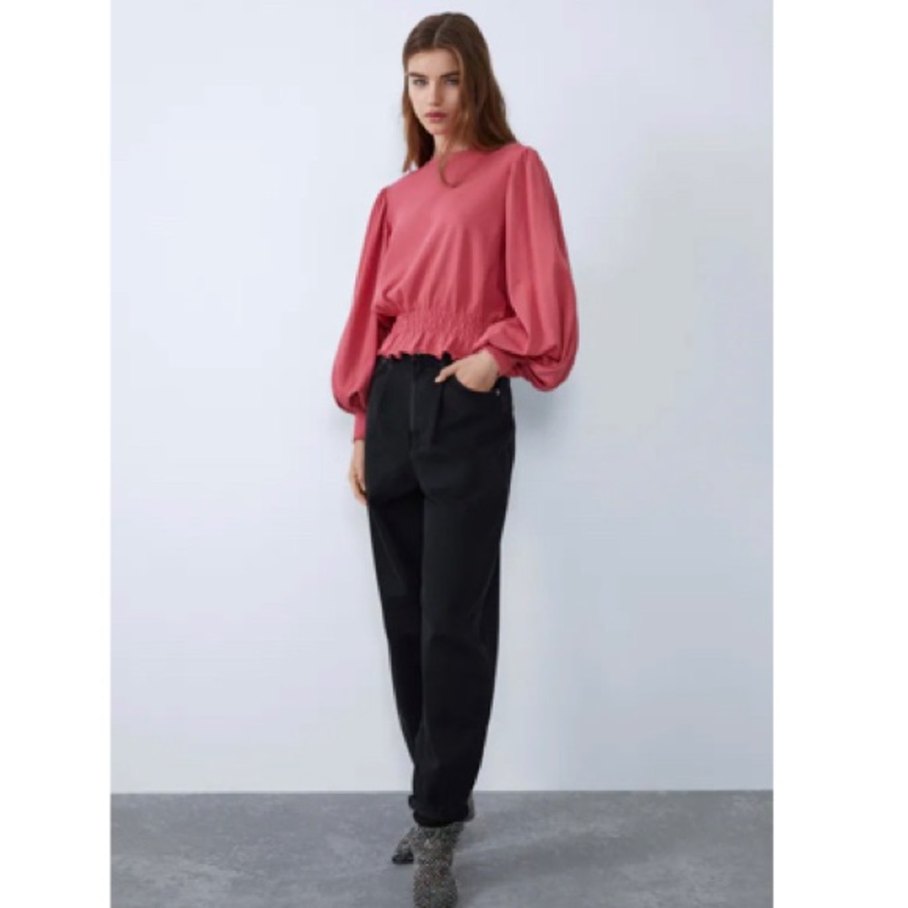 Zara | White Balloon Sleeve Blouse